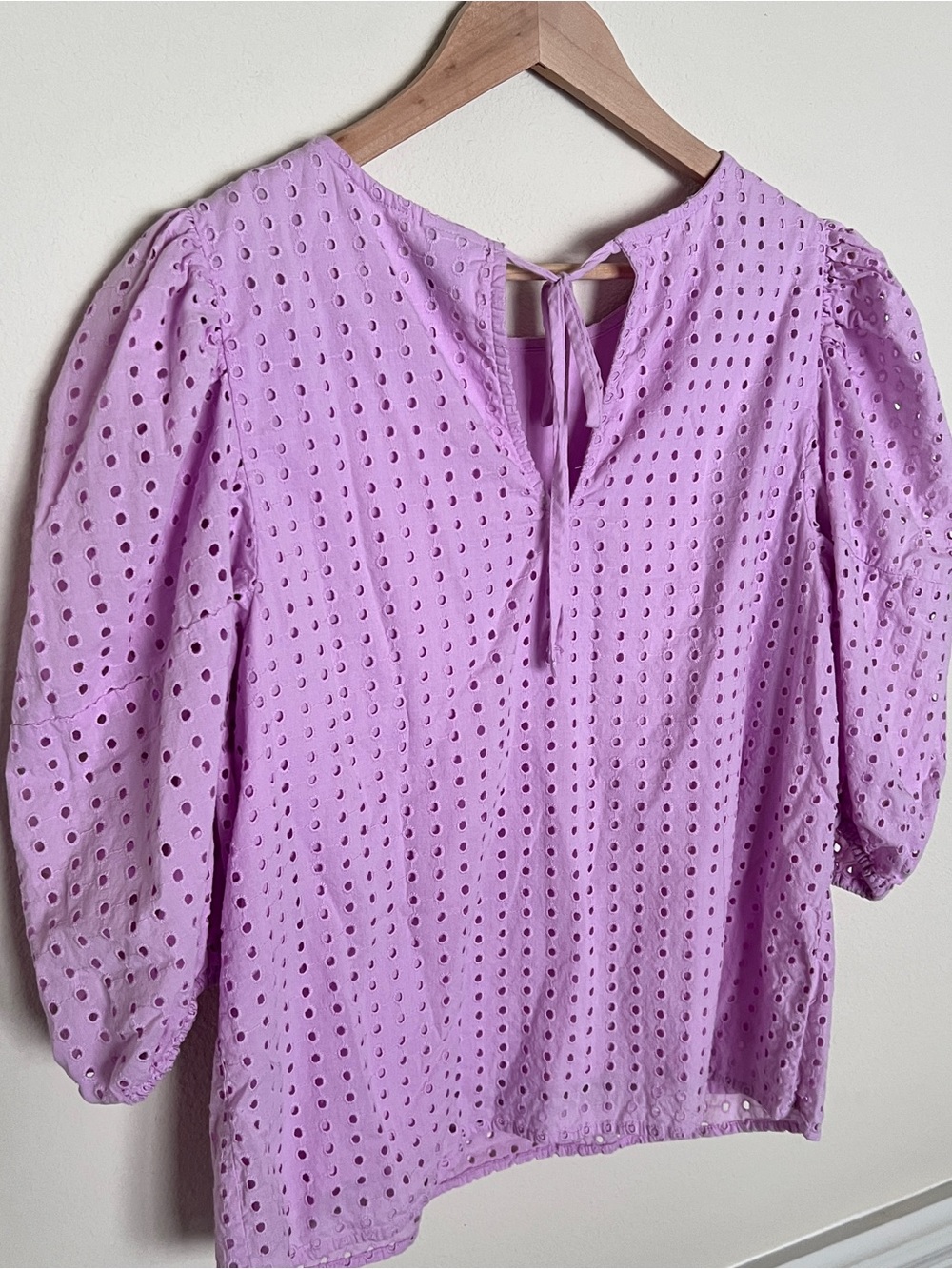 a new day Lavender Eyelet Puff-Sleeve Top